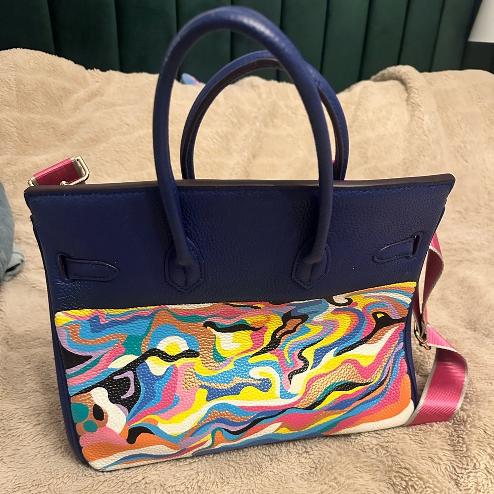 Luxury custom handbag, designer inspired, blue - Picture 3 of 6